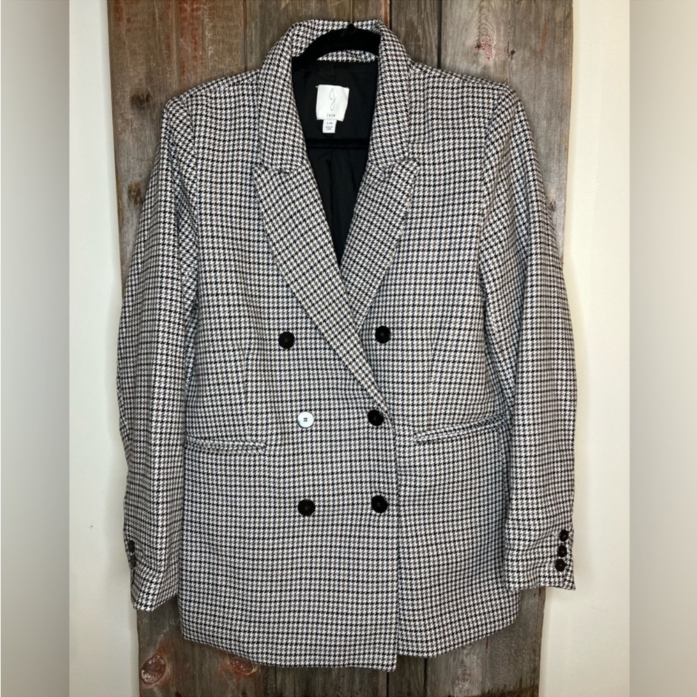 Joie Houndstooth Blazer Jacket Sz L